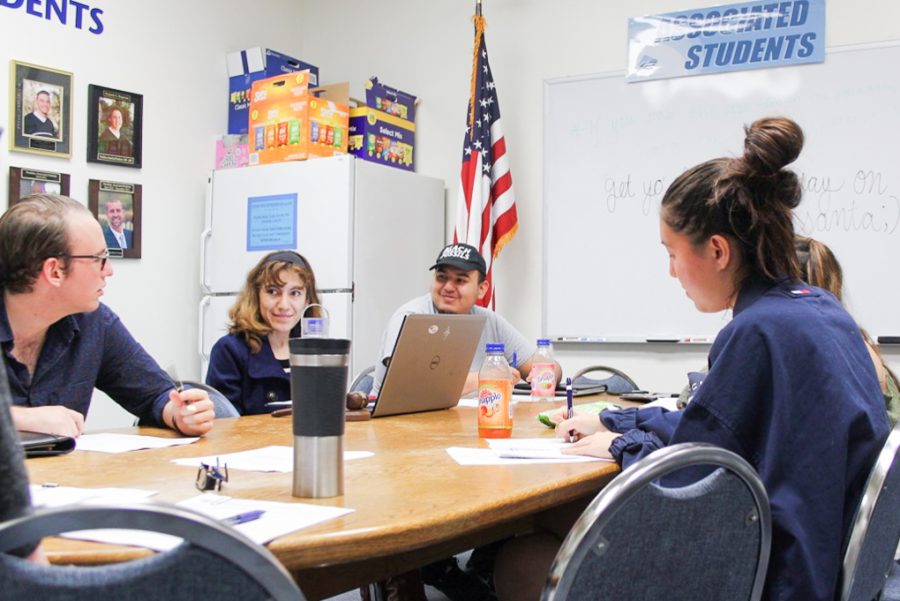 The Associate Students board discusses the plans to improve Moorpark College in their Campus Center conference room on Tuesday, Nov. 23. Associated Students President Teresita Rios sits second from left.