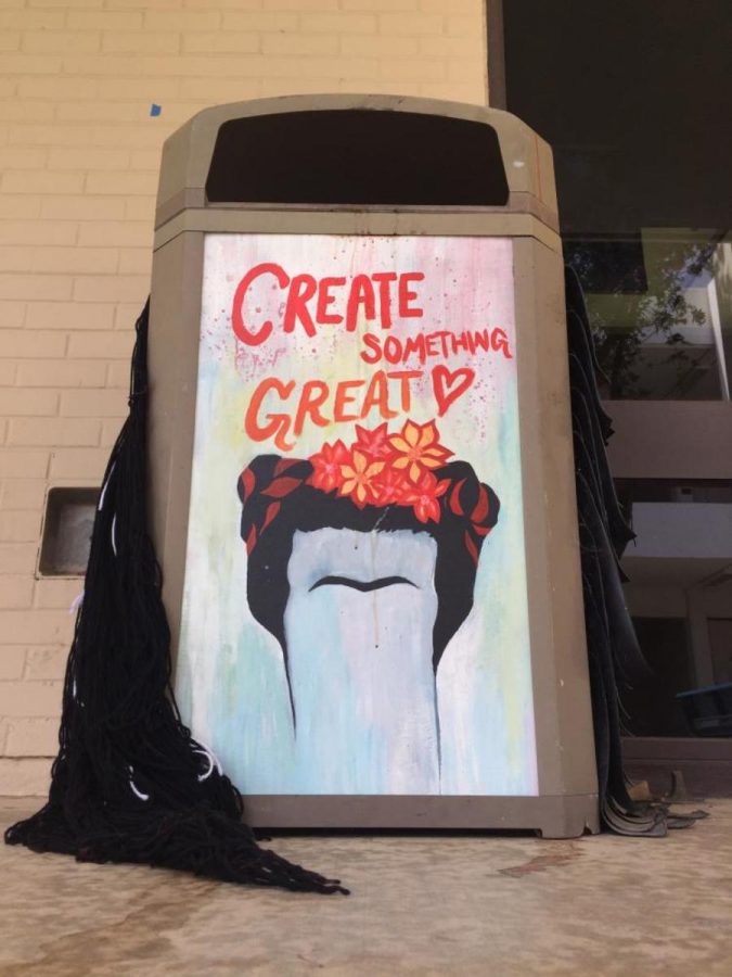 Moorpark College Art Club students decorated trash cans around the art building, adding some color and creativity to the campus.