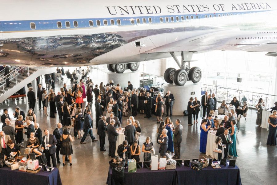Attendees gather in the Air Force One pavillion of the Ronald Reagan Library. Over 350 people attended the event.