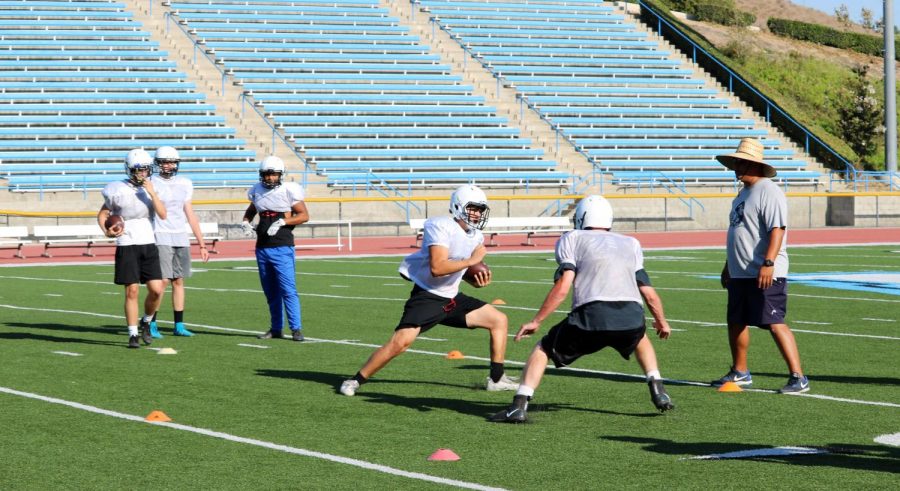 Moorpark College Football team practices tackling drills during Wednesdays practice.