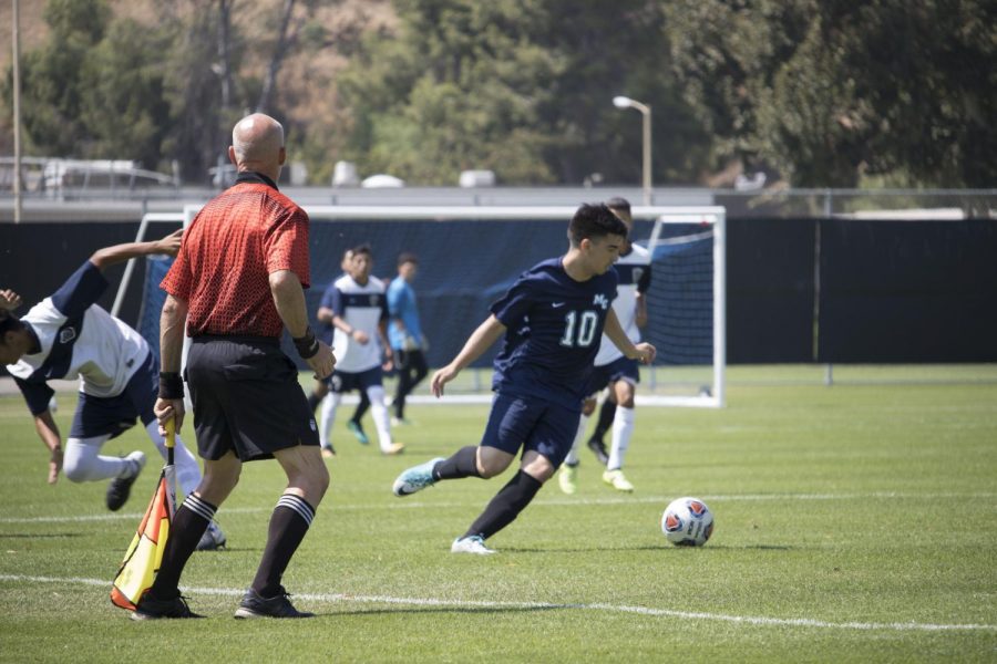 Attacking Midfield player, Jonathan Ramirez gains possession of the ball during a home game against Cyprus College on Friday Sept. 9. Photo credit: Ryder Mcconville