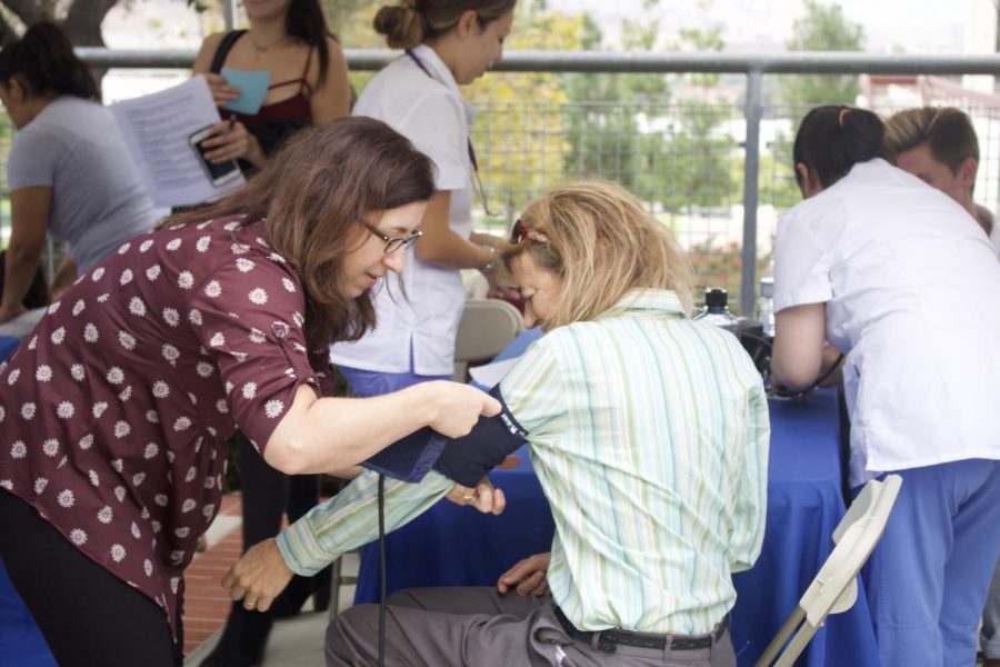 Students receive free blood pressure tests by the Moorpark College Nursing Program. The annual Health Fair focuses on raising awareness of the medical resources and health services available to students. Photo credit: Nicole Szczepanek
