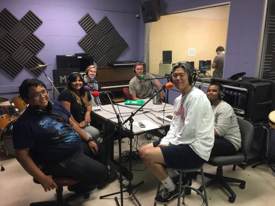 The Student Voice on Air staff: John Louie Menorca (left), Chelsi Espiritu, Julia Glass, Kevin Bell, Eric Caldwell, and Melvyn Thomas.