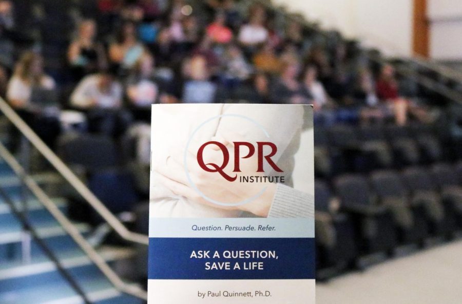 Every student receives one of these Question Persuade Refer pocket booklets with important information about suicide prevention. Over 40 students attended a talk on suicide prevention by Moorpark College Health coordinator Sharon Manakas and nurse Dena Stevens during Multicultural Day. Photo credit: Ryan Ketcham