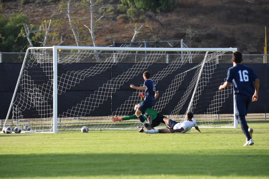 Freshman Forward Dylan Maio equalizes the game against Mission College. Photo credit: Conrad De Santiago