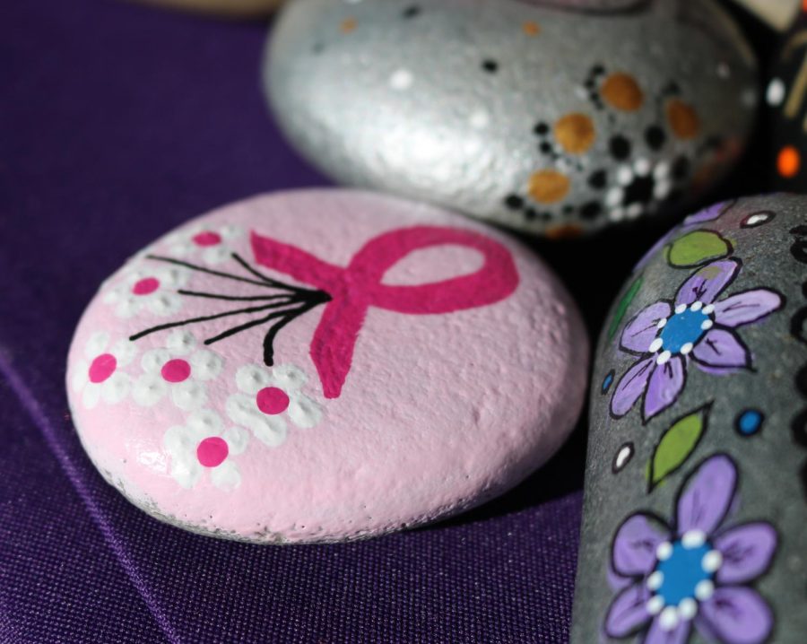 Camarillo resident, Cheryl Hayey, creates hand painted stones for all occasions. She painted some pink ribbon stones for Breast Cancer awareness month. Photo credit: Michelle De Leon