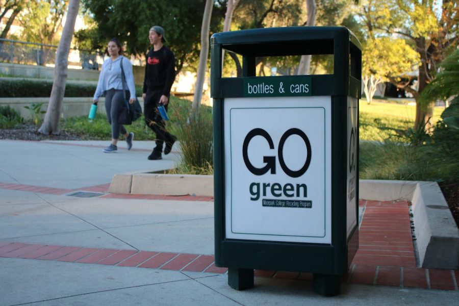 The recycle bins are found at various points on campus for easy access to recycling. Photo credit: Shariliz Poveda