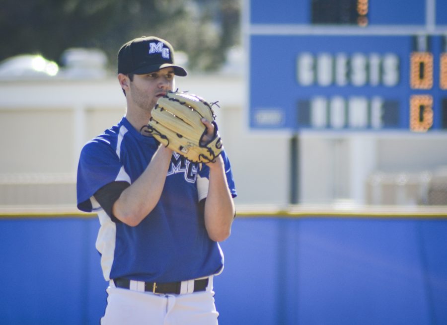 Freshman+Caden+Gustafson+focusing+on+getting+the+batter+out+during+Moorpark%E2%80%99s+home+game+against+LA+Pierce+College+on+Feb.+19%2C+2019.+Photo+credit%3A+Alec+Kamburov
