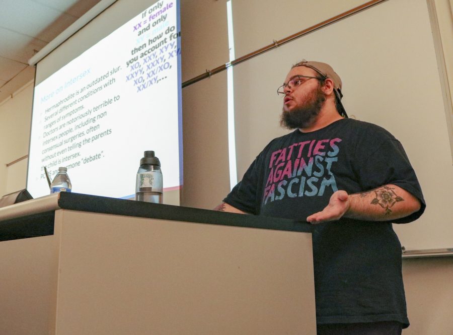 Jude Goodman speaks on what it means to be a transgender person and what it means to be an ally at Moorpark College’s 29th Multicultural Day, on Tuesday, April 9.