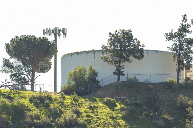 A 4G cell tower stands east of Moorpark College, on Thursday, Feb. 20. The tower is at a farther distance than the proposed 5G towers would be, thanks to 4Gs wider range of emission.
