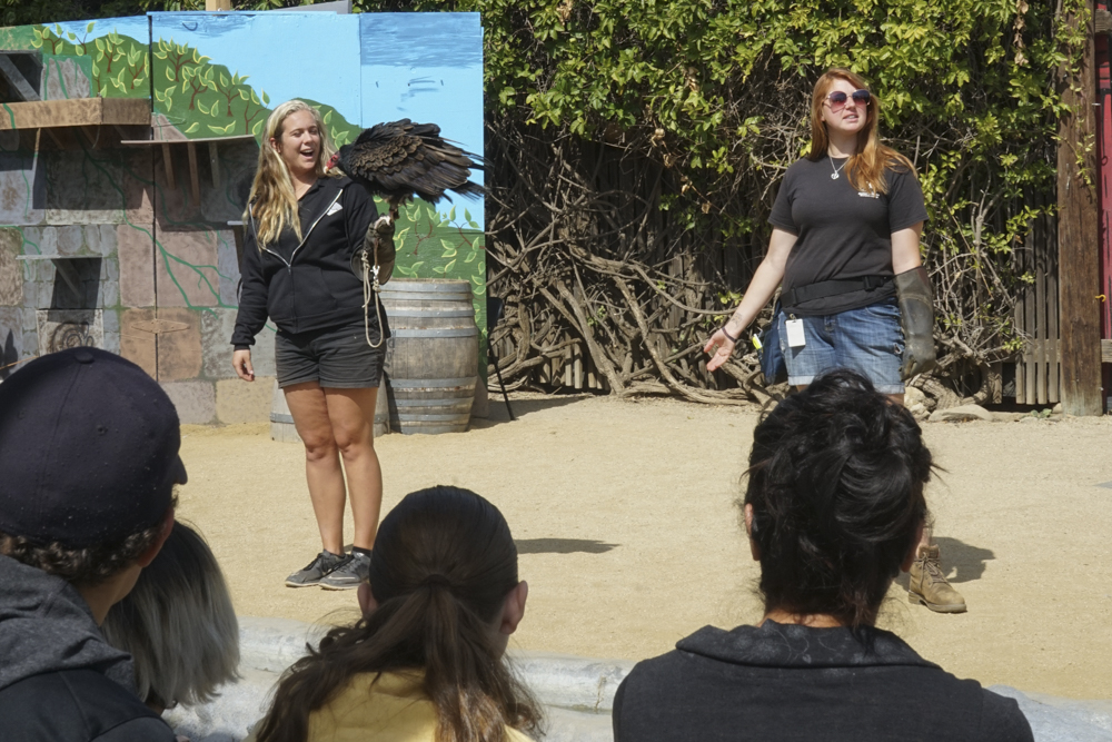 Paige Vanoordt and Libby Kellog, members of the EATM program at Moorpark College, give a presentation to High School Students on Career Education High School Day Thursday, March 5.