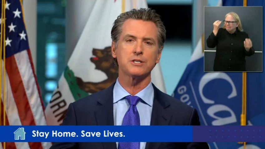 Governor Gavin Newsom delivers an address via live stream to Californians regarding COVID-19 and plans on reopening the state on Monday, May 4.