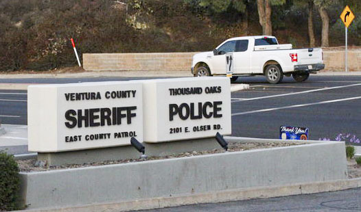 The entrance to one of the events locations, the Thousand Oaks Police department, in Thousand Oaks, CA. which will host the drive-thru trick or treating event on Oct. 31. Photo credit: Audrey Lang