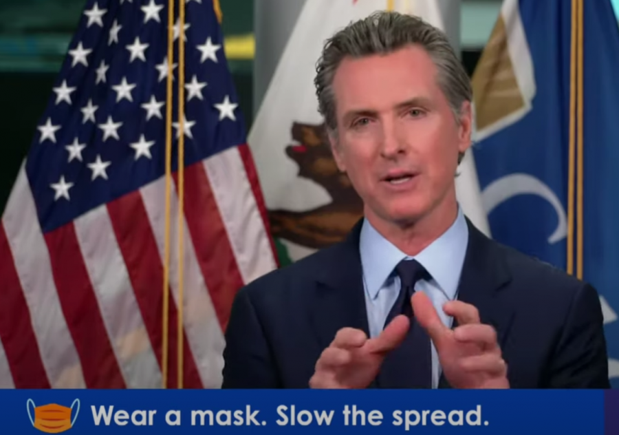 California Governor Gavin Newsom concludes his press conference on Jan. 25, 2021 where he announced an end to the statewide lockdown.