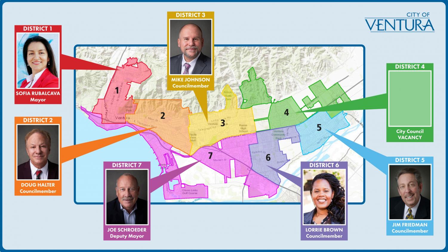 A district map of Ventura found on the City of Ventura's website.