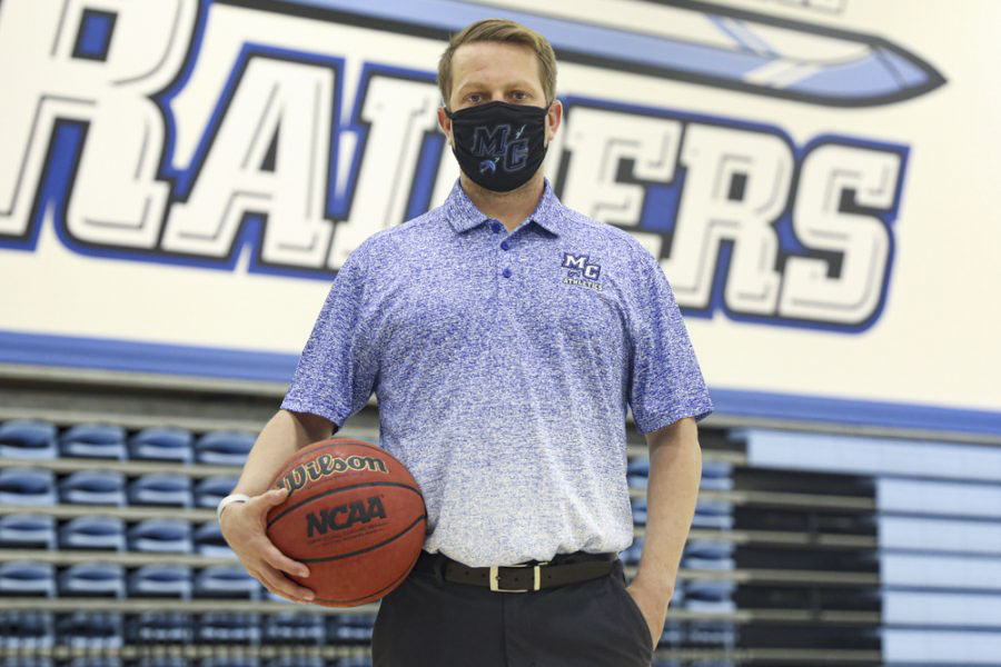 Moorpark College Athletic Director, Matt Crater, poses in the Raider gym at Moorpark College on Monday, Feb. 22, 2021. Photo credit: Ryan Bough