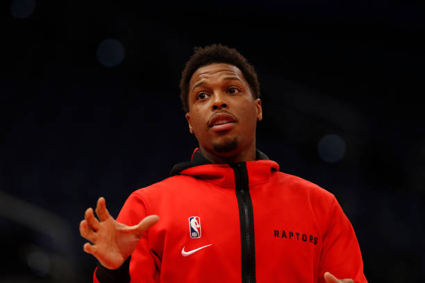 Kyle Lowry #7 of the Toronto Raptors warms up before the game against the Miami Heat January 20, 2021 at Amalie Arena in Tampa, Florida. (Photo by Scott Audette/NBAE via Getty Images)