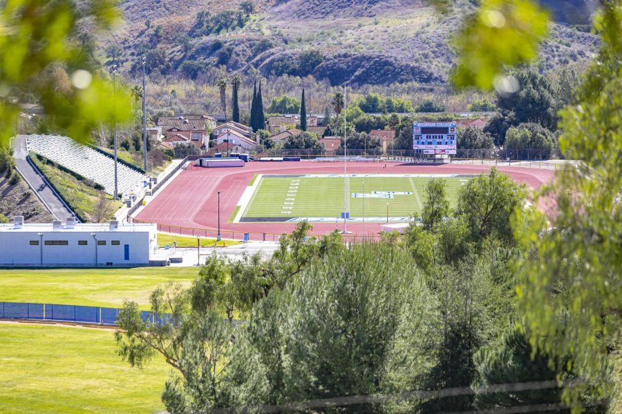The Raider football stadium remains empty on Saturday, Feb. 6, 2021 at Moorpark College. No sports competitions have been played at the stadium in over a year due to the COVID-19 Pandemic. Photo credit: Ryan Bough