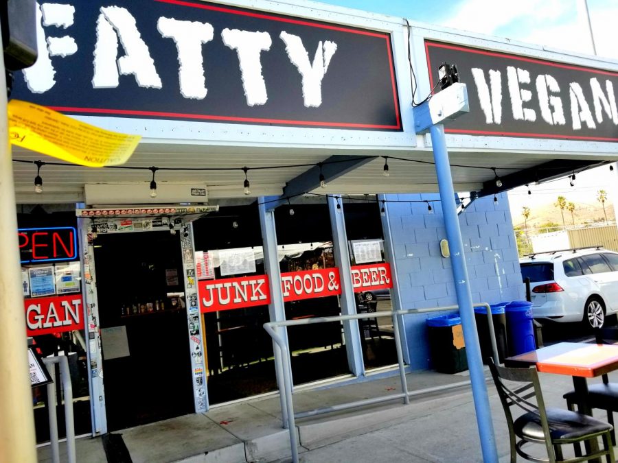 New punk rock themed, vegan junk food restaurant Fatty Vegan in Ventura CA offering to-go and outside tent seating on this a blue skied  Friday March 12, 2021. Photo credit: Tara Brown
