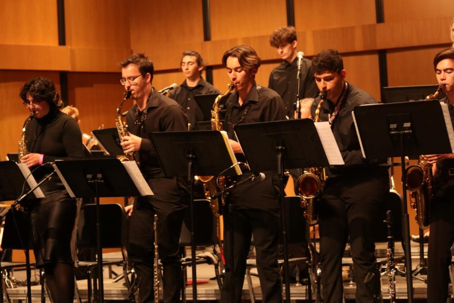 Saxophonists play in the Performing Arts Center on May 5. 2022 in Moorpark, CA. Photo credit: Claire Boeck