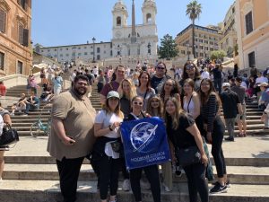 Moorpark College students on the Spanish Steps in Rome, Italy during the 2019 study abroad trip to Italy and Greece.