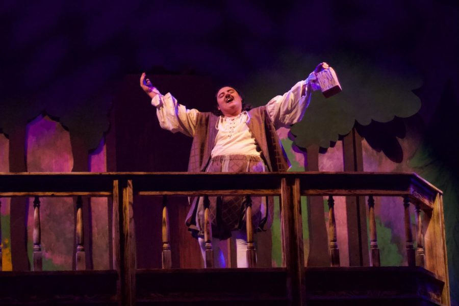 Jam Averill shines as Stephano, the comical butler of Alonso, in The Tempest at the Performing Arts Center on March 14, 2023. Photo credit: Nia Robinson