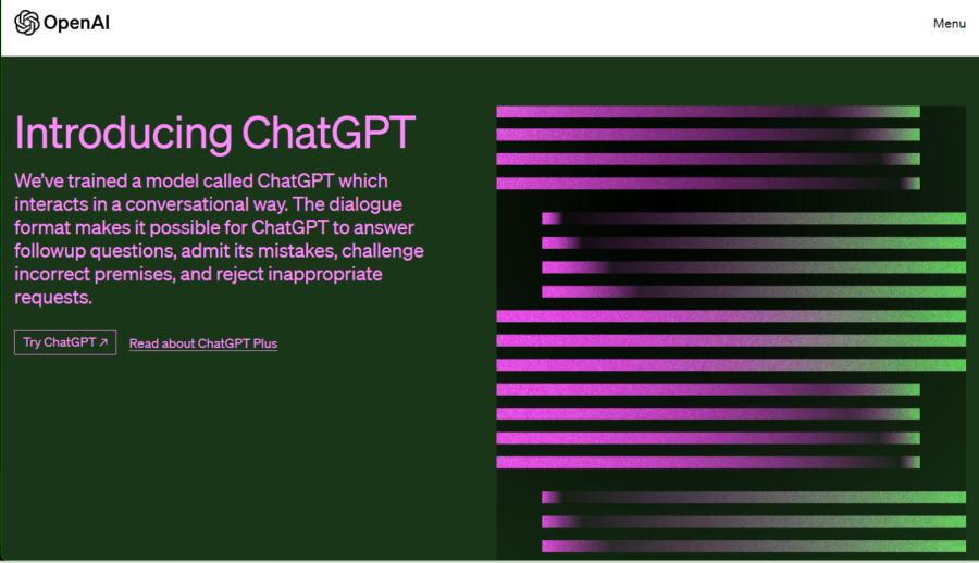 A screenshot of Open AIs ChatGPT home page.