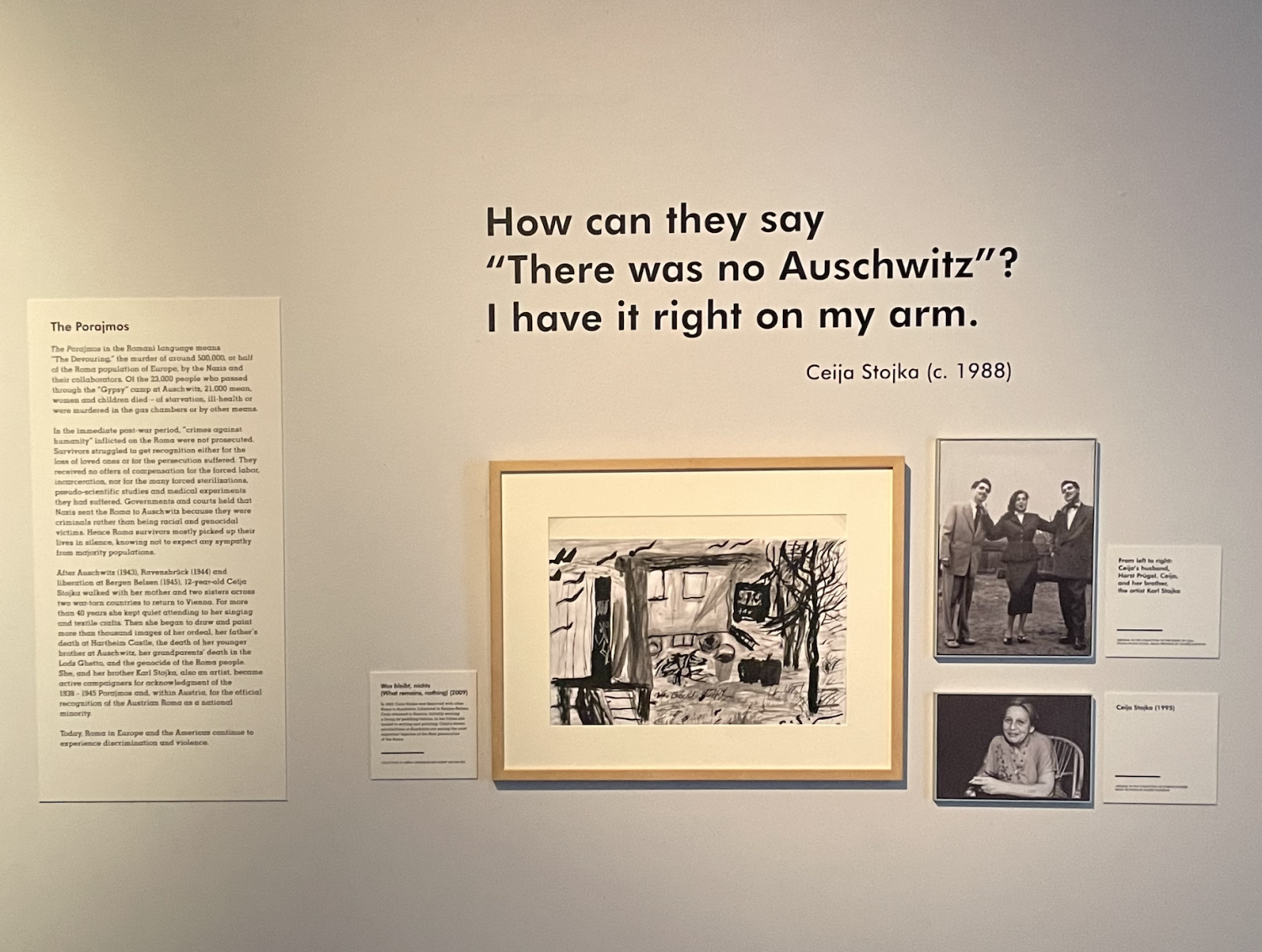 Quotes, images, stories, and history from Holocaust survivors adorn the Auschwitz exhibit