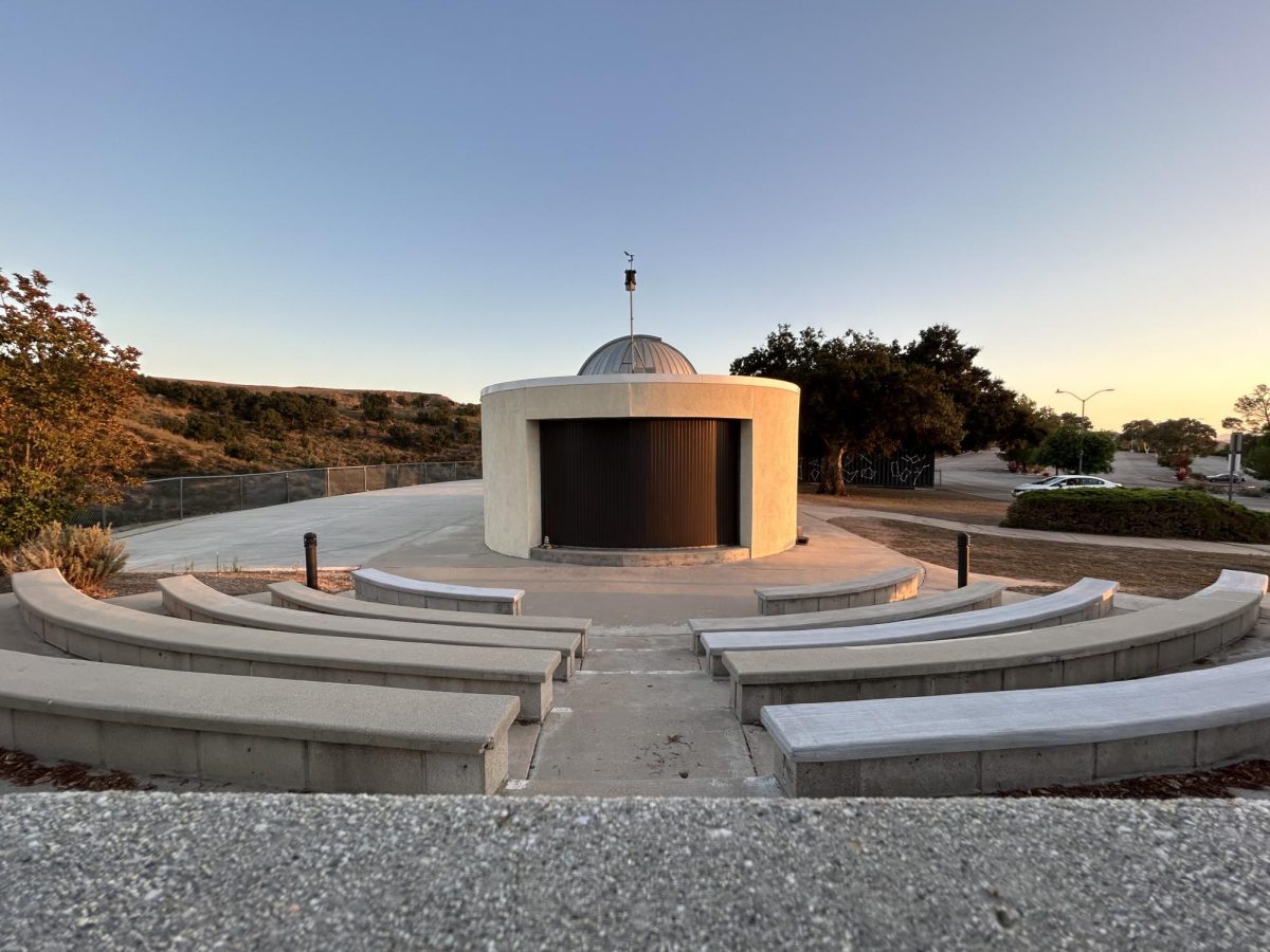 The setting sun radiates over the western face of the Charles Temple Observatory at Moorpark College on Sept. 9, 2023. Photo credit: Aldo Emanuel