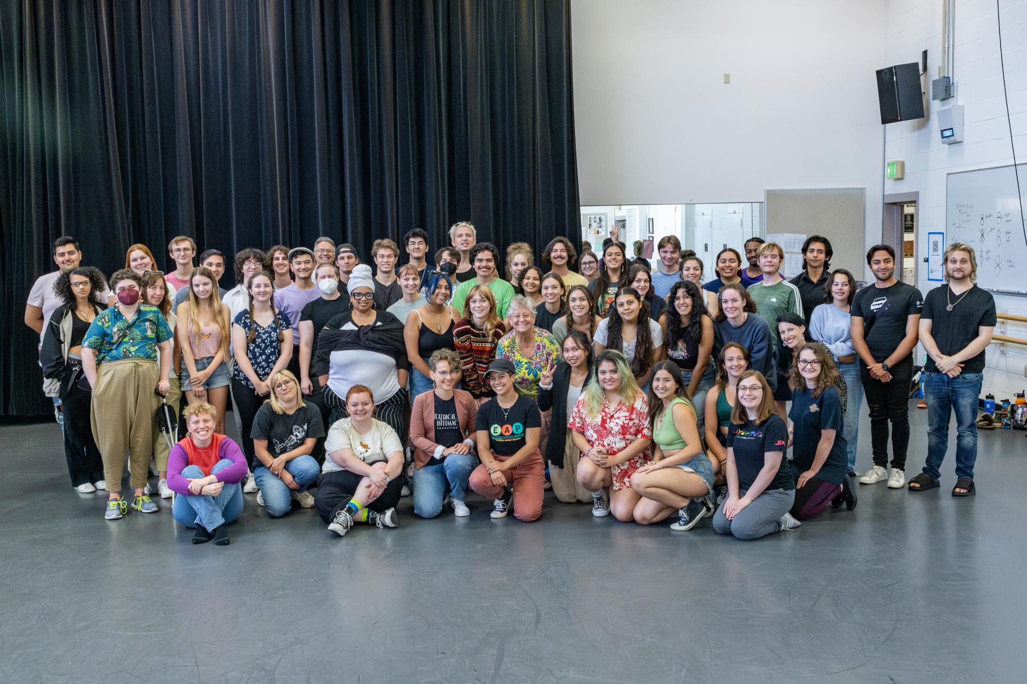 Over 50 Moorpark College performing arts students participate in the Theatrical Intimacy Education seminar on Sep. 8, 2023. Photo credit: Heidi Martin