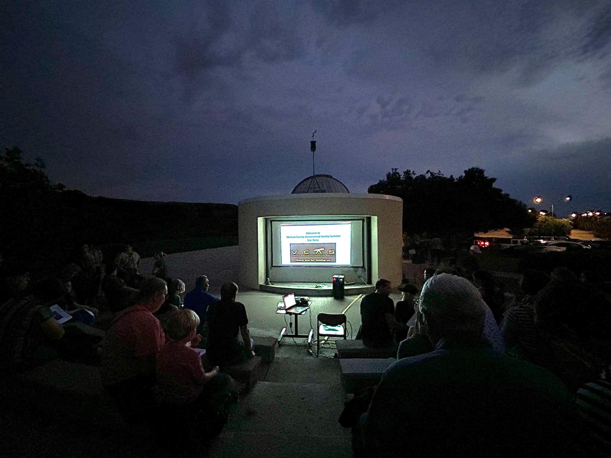 The "Star Party" presentation at Moorpark College continues on Sep. 9, 2023 even with cloud swaths covering the stars.