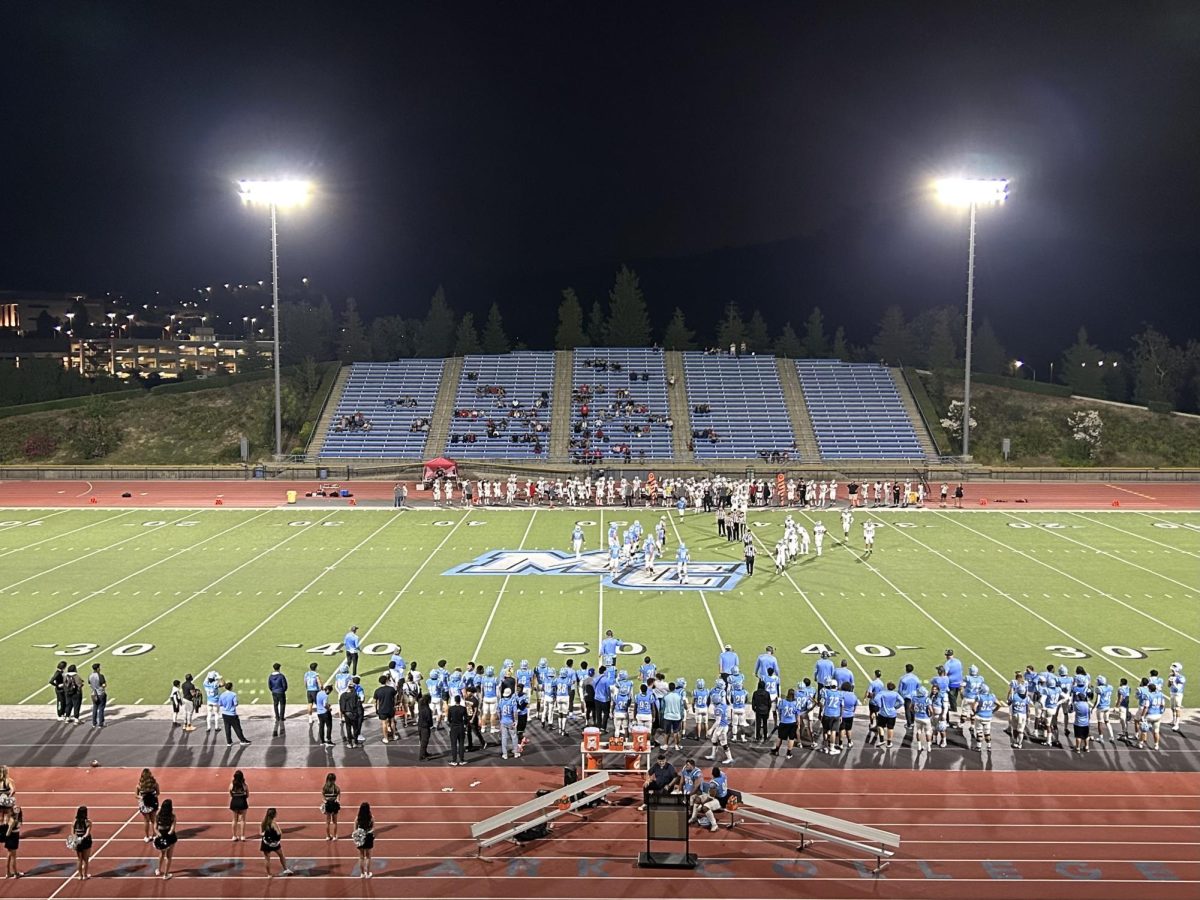 The Moorpark Raiders and Palomar Comets face off at Griffin Stadium on Sept. 2, 2032. The Raiders would eventually lose that Saturday evening with a 31-24 loss. Photo credit: Aldo Emanuel