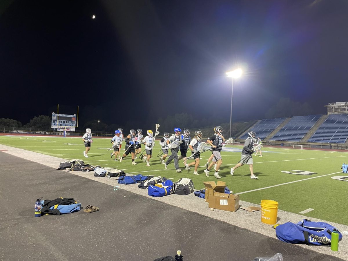 The+Moorpark+College+mens+lacrosse+team+warms+up+for+their+practice+on+Sept.+21%2C+2023.+Photo+credit%3A+Briana+Cruz