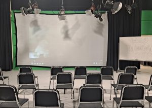 Moorpark College Film Club sets up their studio for members to watch 2018 film The Chambermaid on Sep. 13, 2023. Photo credit: Brianna Perez