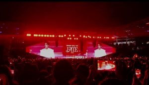 K-pop boy group ENHYPEN interacts with ENGENE members on the first night of the Fate Tour on Oct. 6, 2023, in Los Angeles. The concert served as the groups first stadium performance. Photo credit: Belle Aguirre