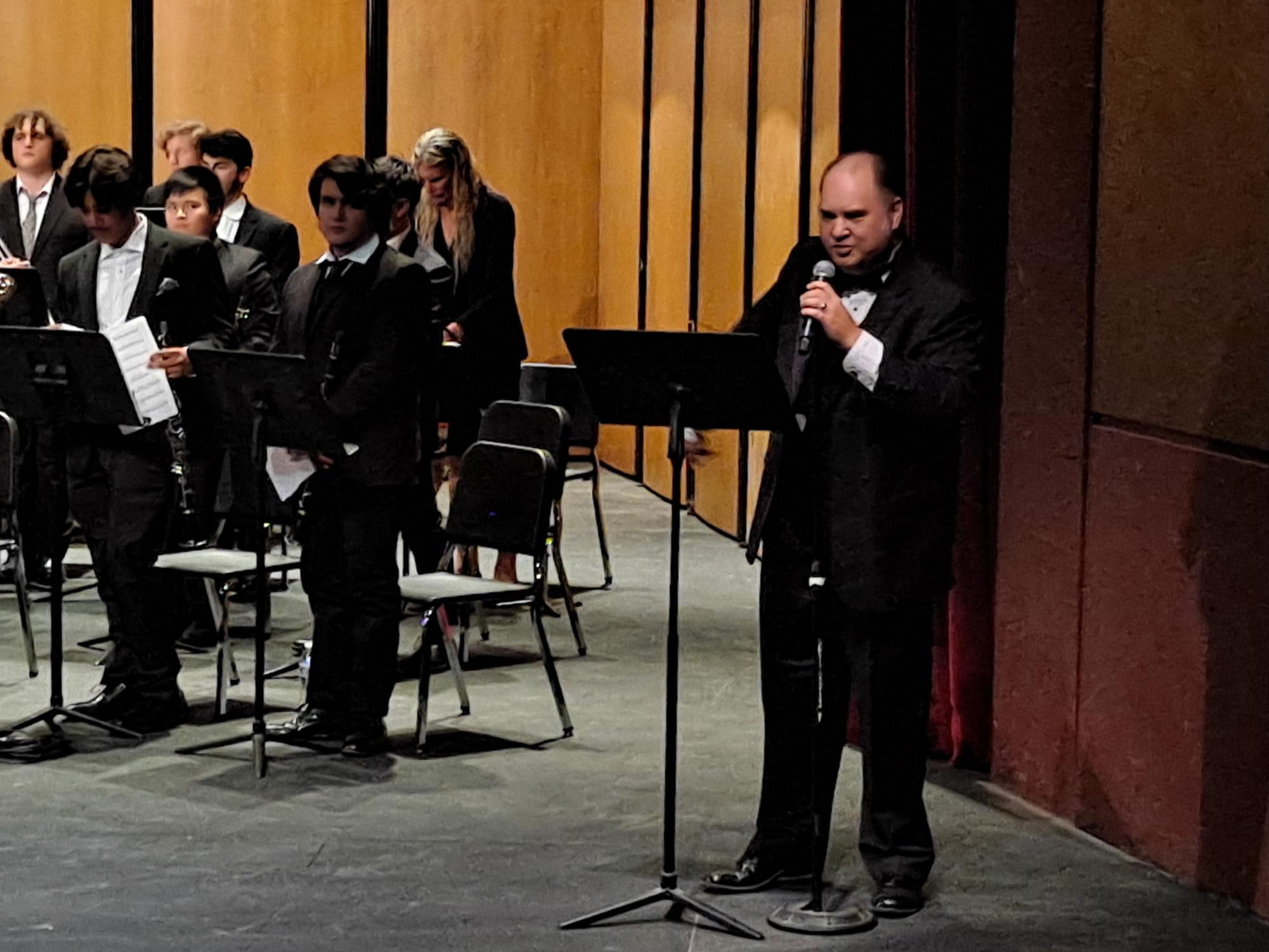 Director Brendan McMullin closes the Orchestra set at "A Dynamic Evening of Music" on Oct. 28, 2023.