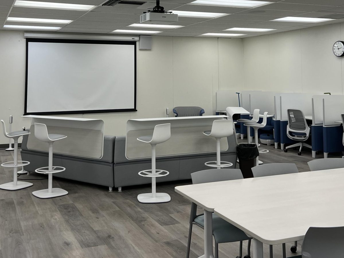 The new Moorpark College Equity Hub, located at Student Services Annex, room 111A, offers dynamic seating options for students. The space is open Monday to Thursday from 10 a.m to 4 p.m. Photo credit: Matthew Camacho