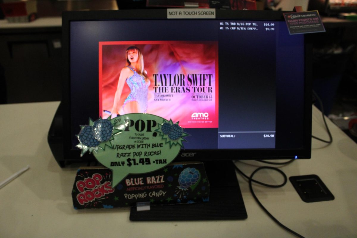 Promotional screens for  “Taylor Swift: The Eras Tour” at AMC theaters on Oct. 13, 2023 Photo credit: Jaya Roberts