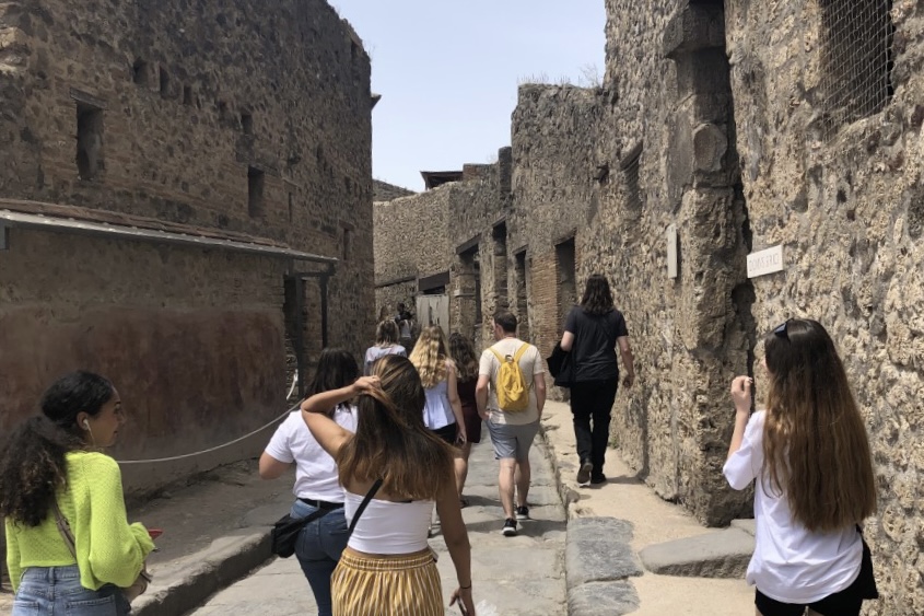Moorpark College students exploring Pompeii in Italy during the summer study abroad trip in 2019. Photo courtesy of Renee Butler.