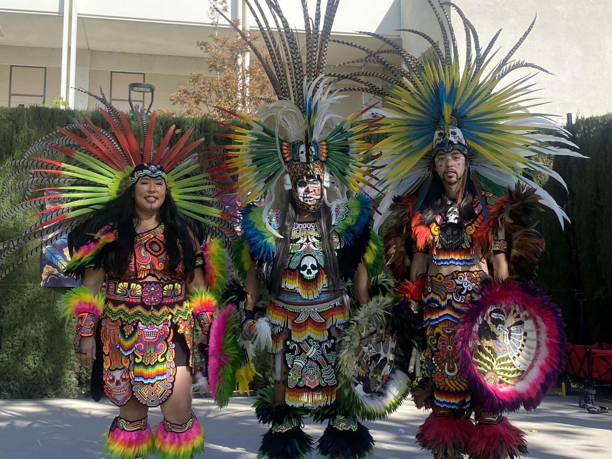 Tlanextli Tlacopan Aztec Fire Dancers take the stage at Moorpark College on Nov. 14, 2023.