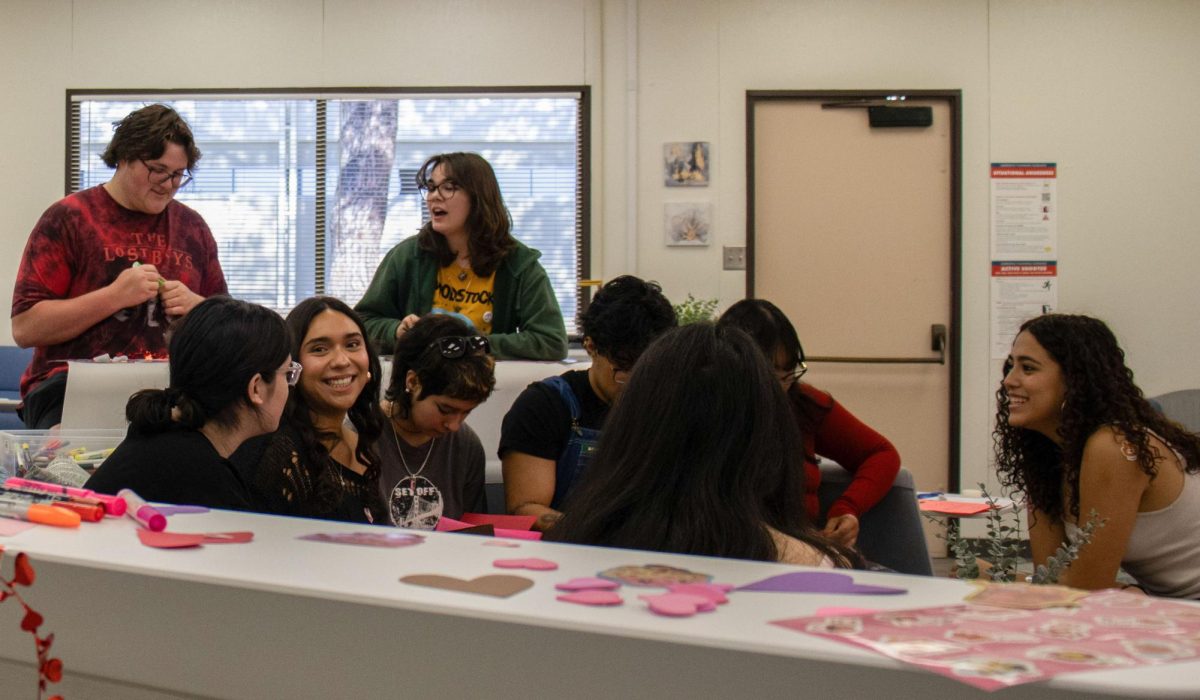 Members of the LatinX Club gather to socialize, eat, and make valentines during a Valentines Day club event at Moorpark College in Moorpark, Calif. on Tuesday, February 13, 2024.

Photo credit: Matthew Camacho