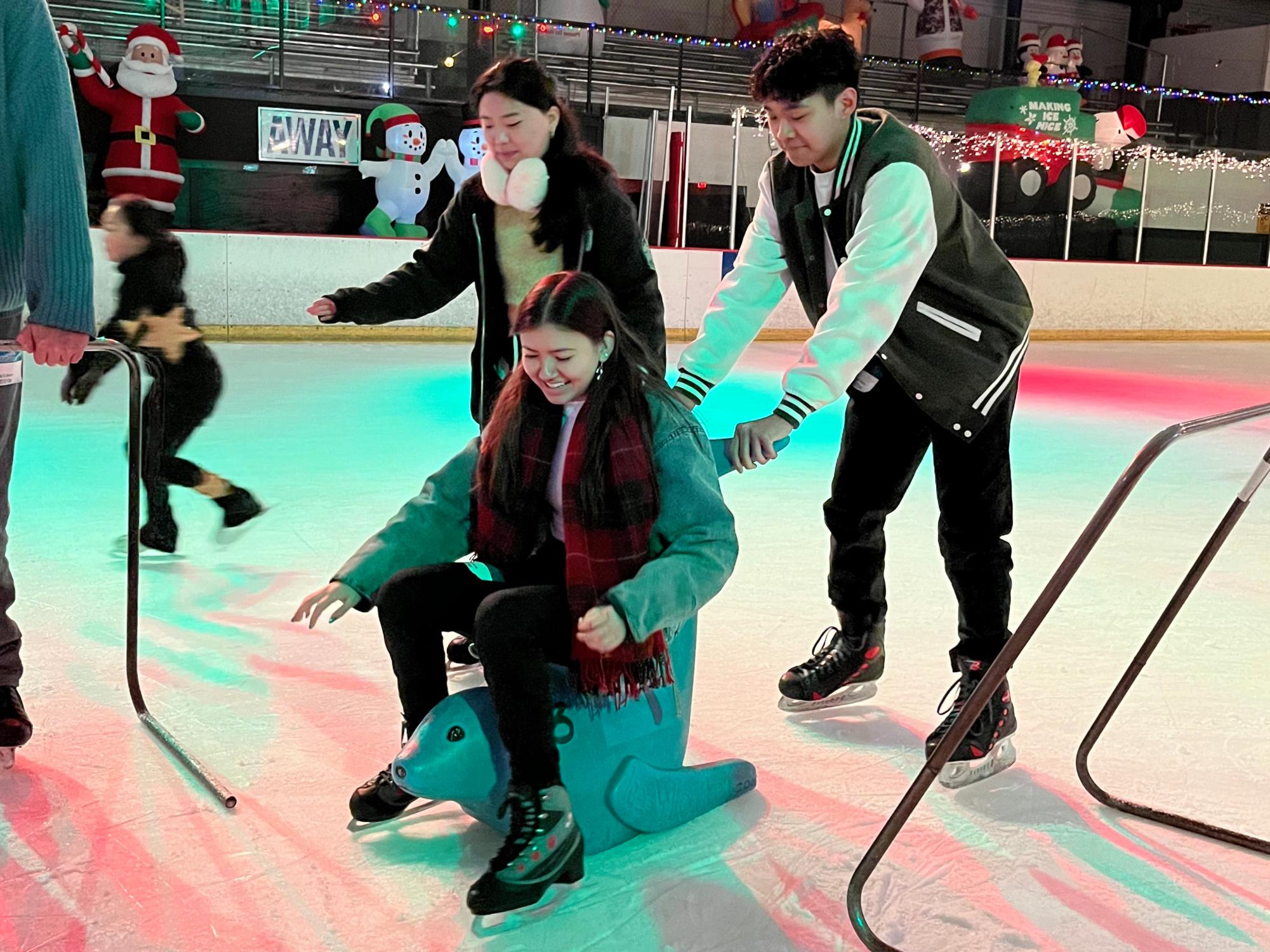 Ice skating social for Circle K International club members during winter.