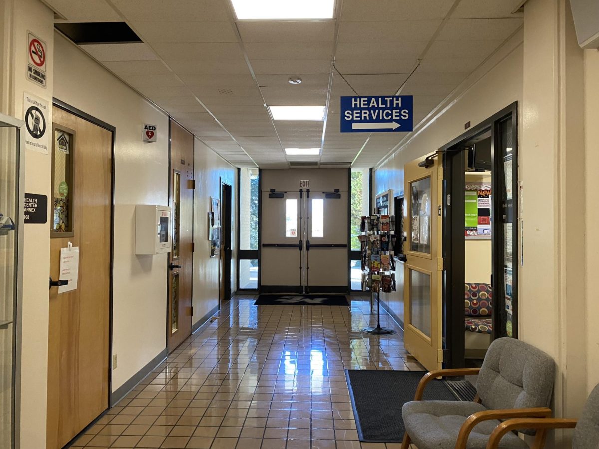 The hallway that leads into the Moorpark College Student Health Center located in the Administration Building. Photo credit: Belle Aguirre