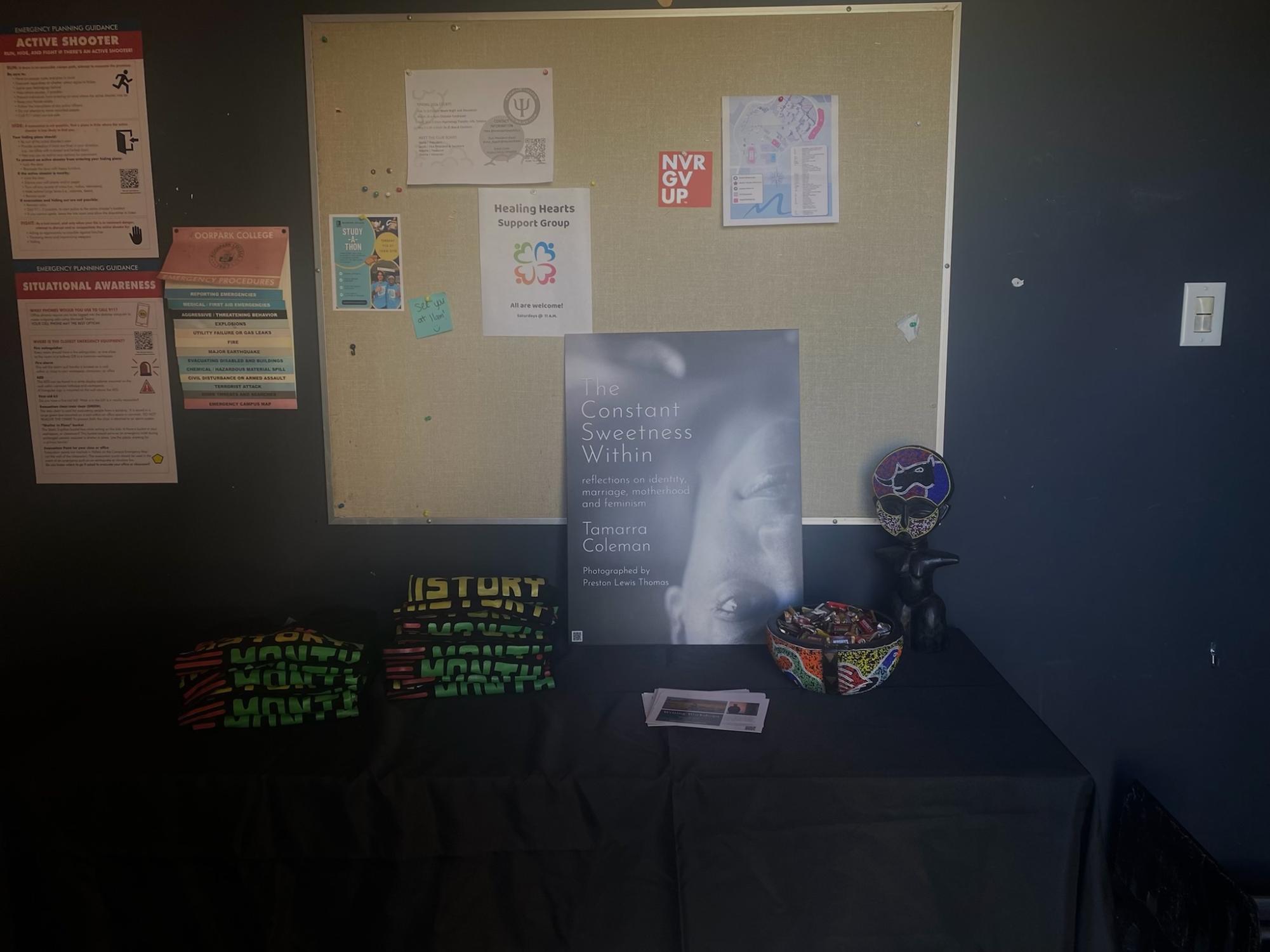 A display at English professor Tamarra Coleman's 2024 Black History Month event on Feb. 28, 2024 at Moorpark College.