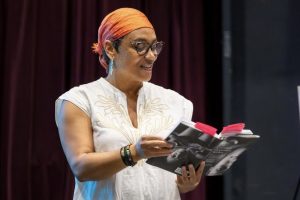 Moorpark College English professor Tamarra Coleman reading original work at her Black History Month event on Feb. 28, 2024. Photo credit: Moorpark College