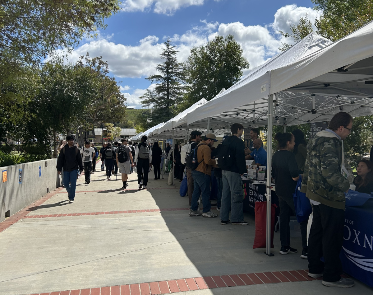 Businesses line Raider Walk to speak with Moorpark College students at the Career and Internship Expo on March 12, 2024. Photo credit: Julianna Thevenot