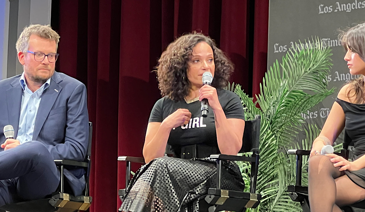 Judy Reyes on how playing a mother of a child with OCD affected her own views on mental illness at the LA Times Festival of Books screening of "Turtles All The Way Down," April 20, 2024.