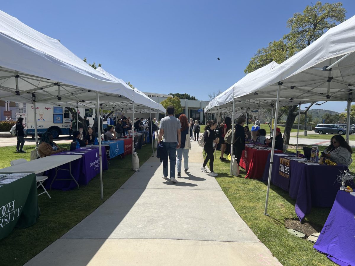 Students make their way to informational booths that stand out to them during Moorpark Colleges Transfer Social event on May 2, 2024. Photo credit: Natalie To
