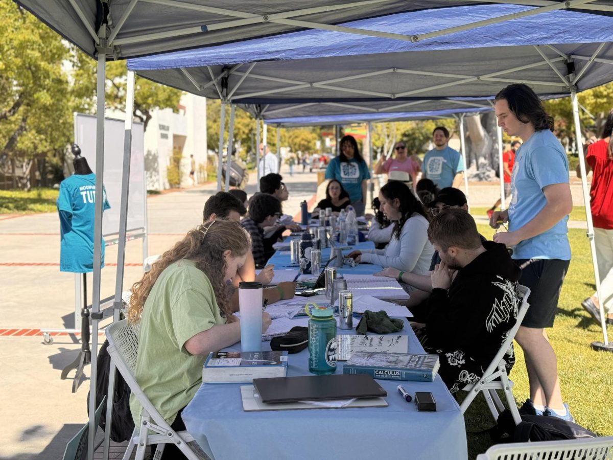 Students, tutors and staff gather on Raider Walk to participate in Moorpark Colleges Study-A-Thon on May 7, 2024. Photo credit: Samantha Kline