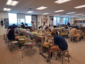 Moorpark College students working on their ceramics projects in the AA-124 Ceramic Studio room on Friday, Sept. 27, 2024 in Moorpark, Calif. Photo credit: Brianna Perez